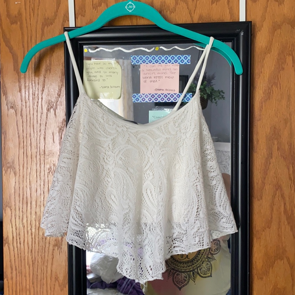 White Lace Crop Top